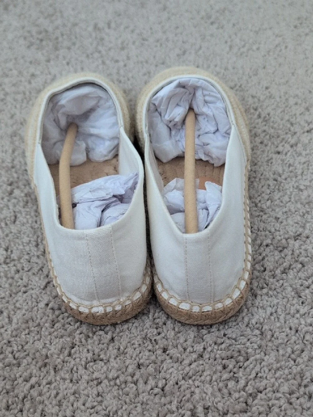 Tory Burch Cream and Tan Espadrille Slip-Ons